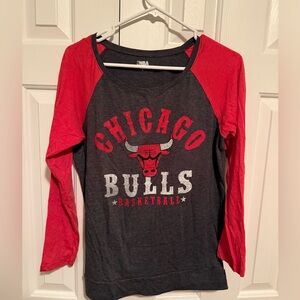NBA Chicago Bulls Red and Black Raglan Shirt